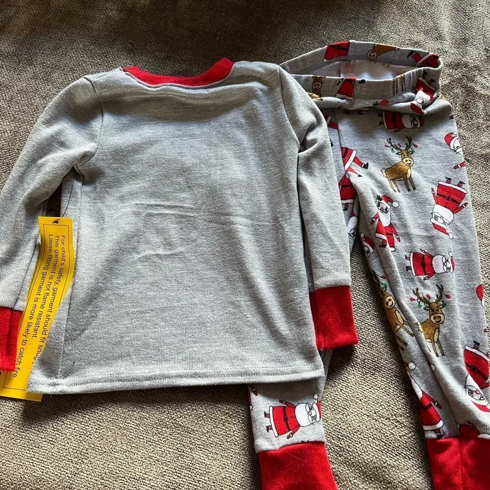 NWT Rae Dunn 2T Christmas Pajamas Set with Santa and Reindeers